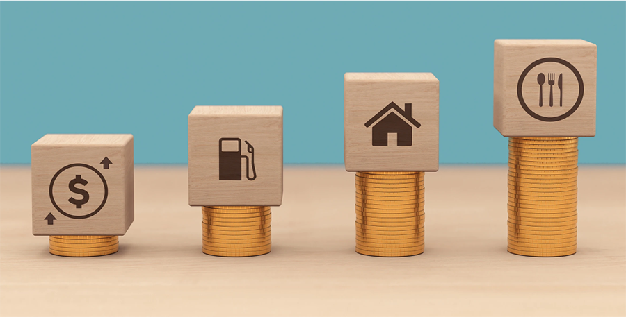 wooden blocks on top of coin stacks